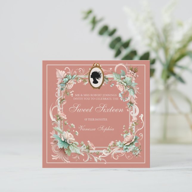 Regencia de regalías Era Dulce Invitación Dieciséi (Anverso de pie)