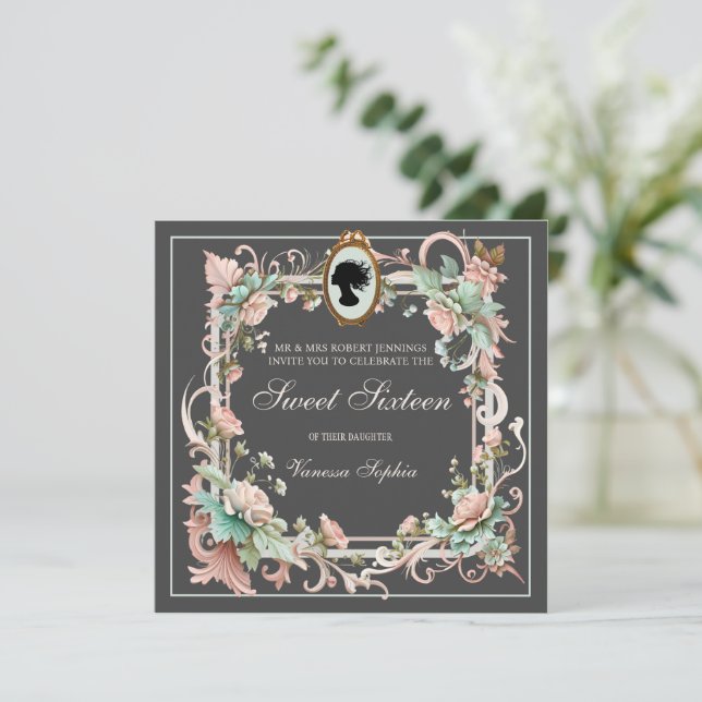 Regencia de regalías Era Dulce Invitación Dieciséi (Anverso de pie)