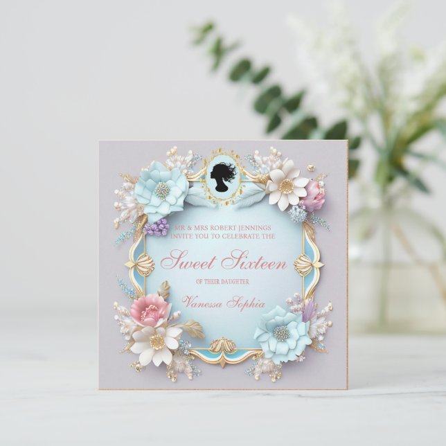 Regencia Regal Era Dulce Dieciséis Invitaciones (Anverso de pie)