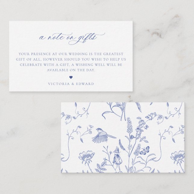Regency Blue Floral Una Nota Sobre El Boda De Rega (Anverso / Reverso)