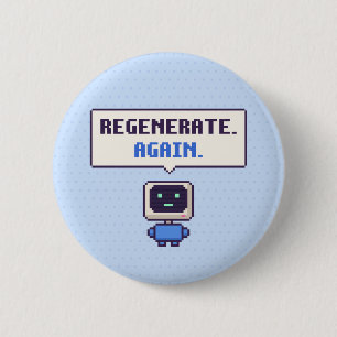 Regenerar. De nuevo. Botón de píxel de IA divertid