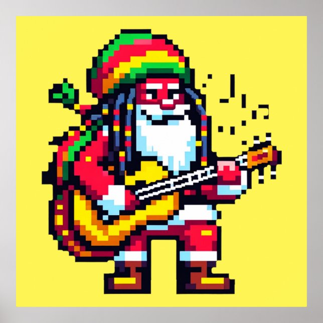 Reggae Santa Fun Pixel Navidades de arte Diseño mu (Frente)