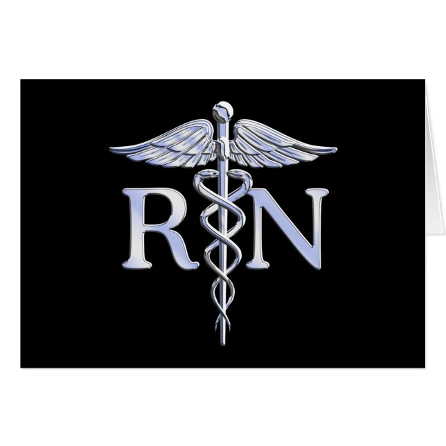 Registered Nurse RN Caduceus Snakes Solid Black (Anverso (Horizontal))
