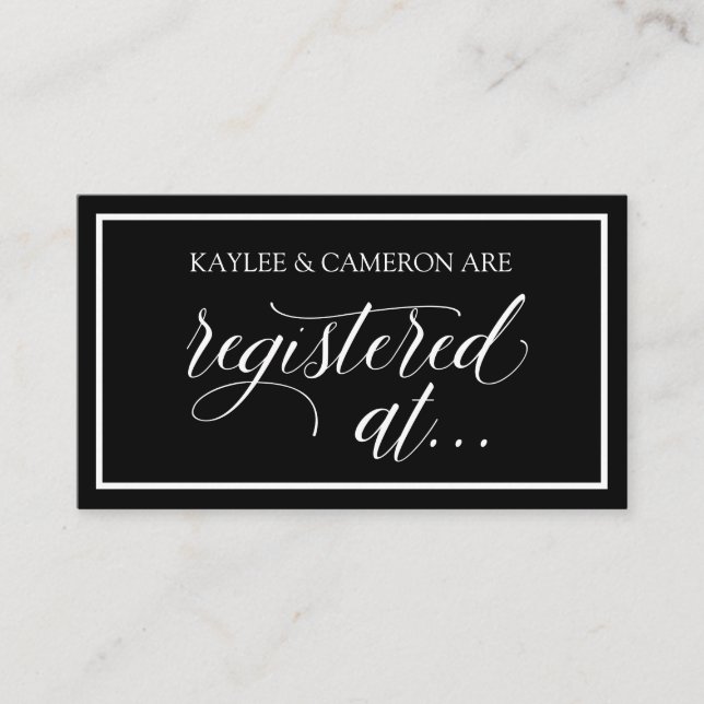 Registro boda - Registrado En Tarjetas - Negro (Anverso)