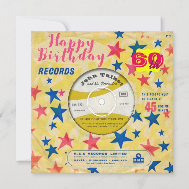 Registro de Vinilo Retro de Invitación de Cumpleañ (Anverso)