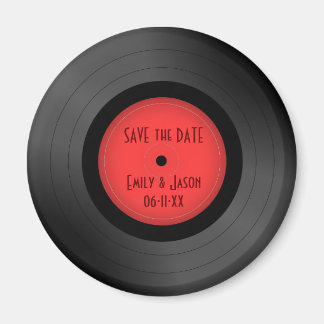 Registro de vinilo retro Guardar imán de fecha