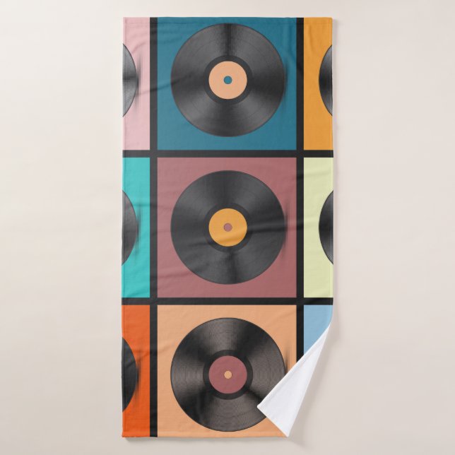 Registros de vinilo: retro conjunto LP. (Toalla de baño)
