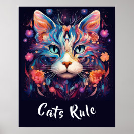 Regla de gatos multicolores nativos de arte pop am