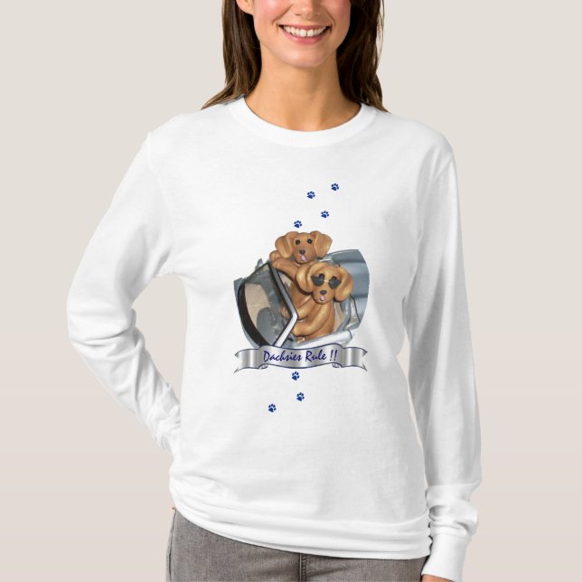 ¡Regla de los Dachshunds!!  Camisa de manga larga (Anverso)