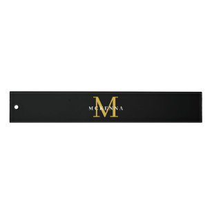 Regla Monograma moderno único oro negro nombre inicial