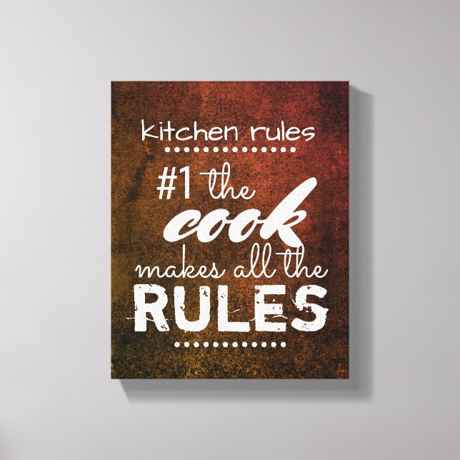 reglamento de cocina lienzo pared arte cita (Anverso)