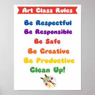 Reglas de la clase de arte (en colores) - Póster