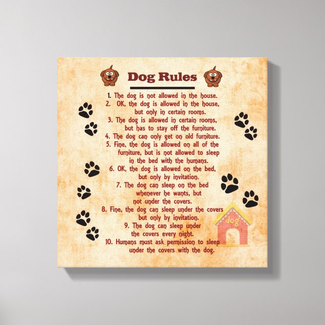 Reglas de perro *** Imprimir arte de lienzo (Anverso)