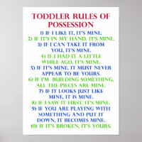 Reglas de posesión para niños pequeños Señal carte