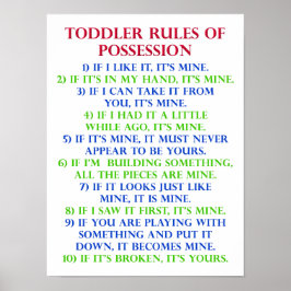 Reglas de posesión para niños pequeños Señal carte