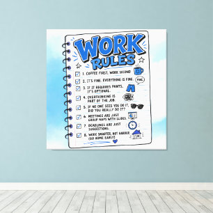 Reglas de Trabajo Arte en Pared  Lona Envuela (Bri