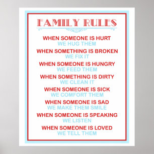 Reglas impresión o poster de la familia