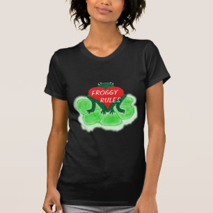 Reglas, rana y corazón del Froggy en la camiseta