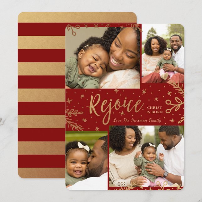 Regocijarse | Tarjeta de Navidades de grupo | Faux (Anverso / Reverso)