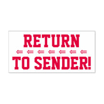 "¡Regresa al remitente!" y guarda el sello de goma