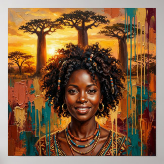 Reina Africana Atardecer, Arte de Mujer Negra en l