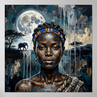 Reina Africana Luna, Impresión de Arte de Mujer Ne