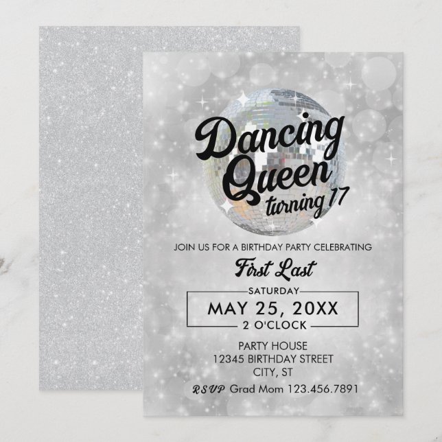 Reina bailarina que cumple 17 invitaciones a fiest (Anverso / Reverso)