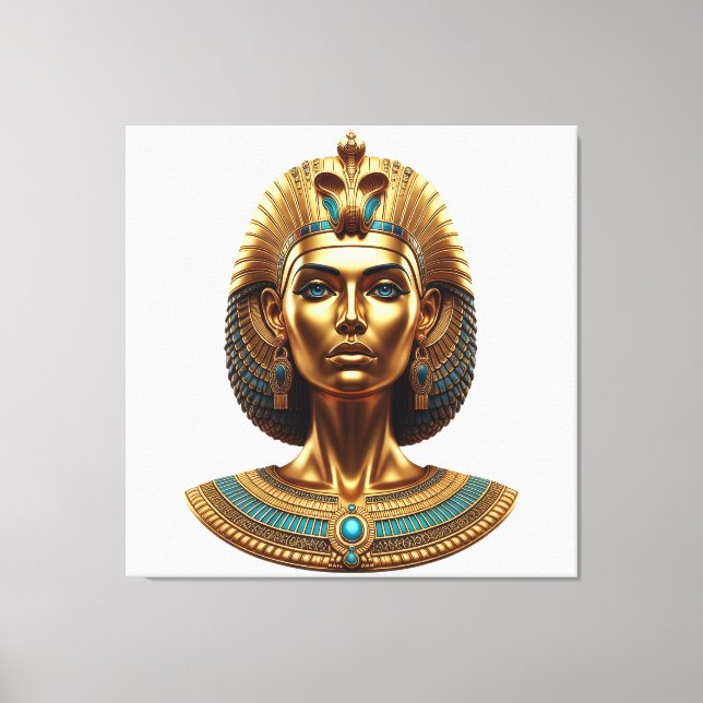 Reina Cleopatra – Lienzo faraónico dorado (Anverso)