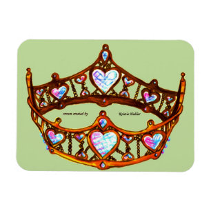 Reina Corazón Corona de Oro Tíara imán verde