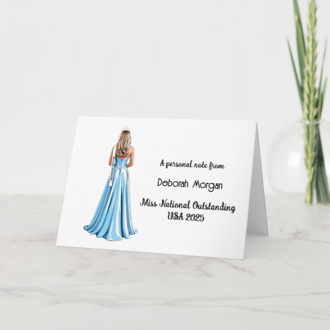 Reina de Concurso Tarjeta de Agradecimiento Plegad (Anverso)
