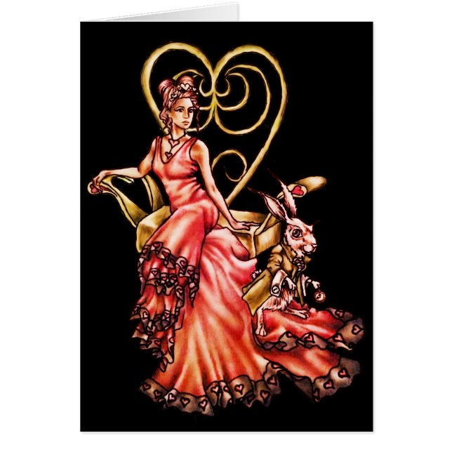 Reina de corazones con el dibujo blanco del conejo (Frente)