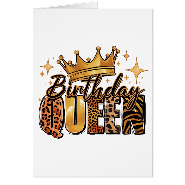 Reina de Cumpleaños con Leopardo de Corona Dorada (Frente)