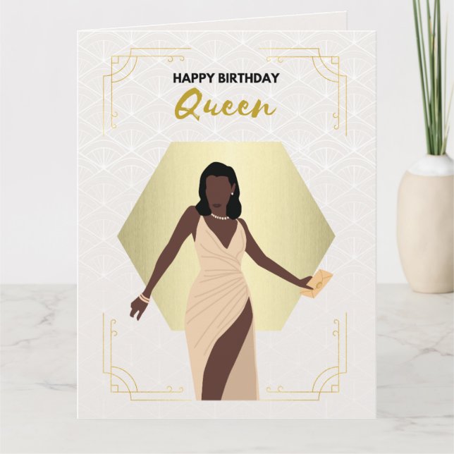 Reina de cumpleaños | Tarjeta de felicitación negr (Anverso)