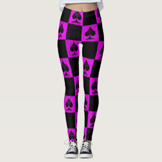 Reina de espadas Leggings Cheques de rosa caliente