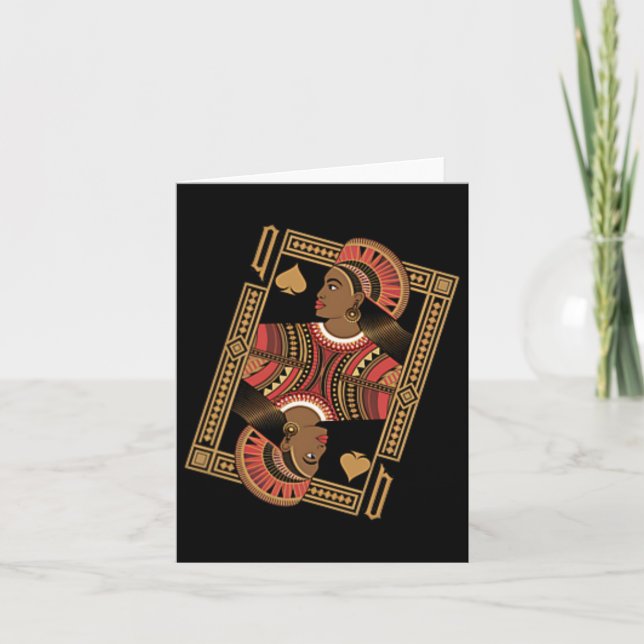 Reina de espadas Tarjeta De Póquer Afro Americano  (Anverso)