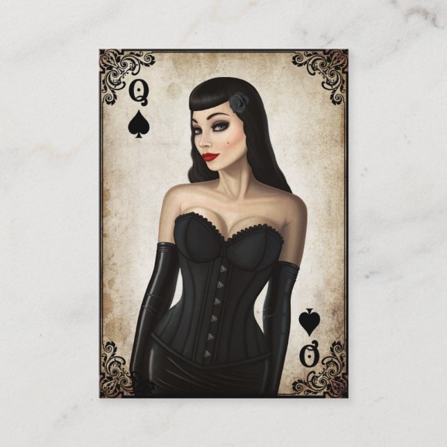 Reina de espadas - tarjeta de visita (Anverso)