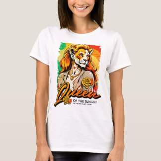 Reina de la camiseta de la leona de la selva
