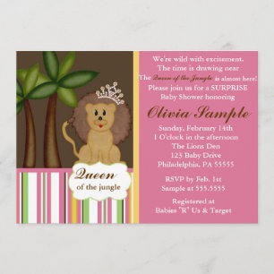 Reina de la invitación de Baby Shower de la selva