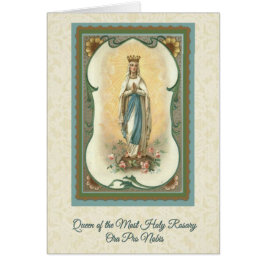 Reina de la tarjeta más santa w/prayer del rosario