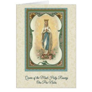 Reina de la tarjeta más santa w/prayer del rosario