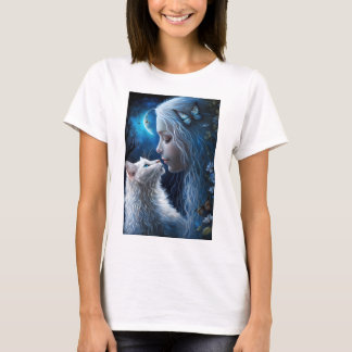 Reina de leche de camiseta de mujer con gato