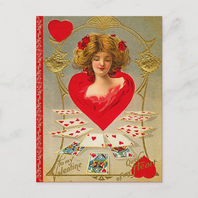 Reina de los corazones San Valentín postal (Anverso)
