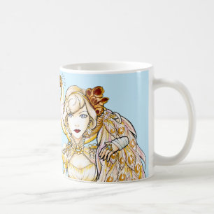 Reina de Steampunk y taza del pavo real
