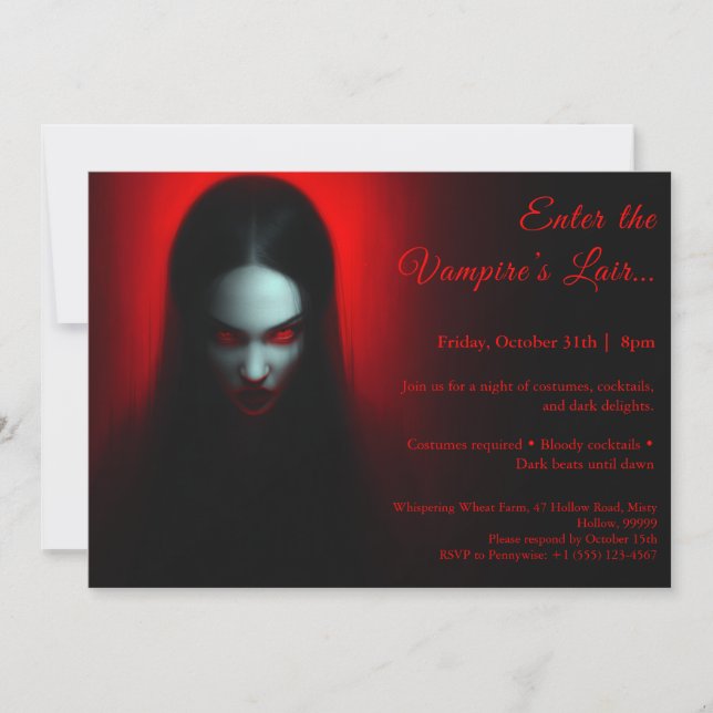 Reina de vampiros - Invitación de fiesta de disfra (Anverso)