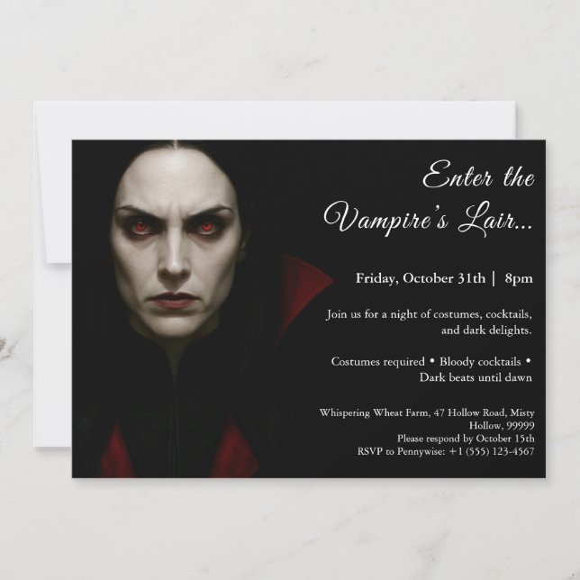Reina de vampiros - Invitación de fiesta de disfra (Anverso)