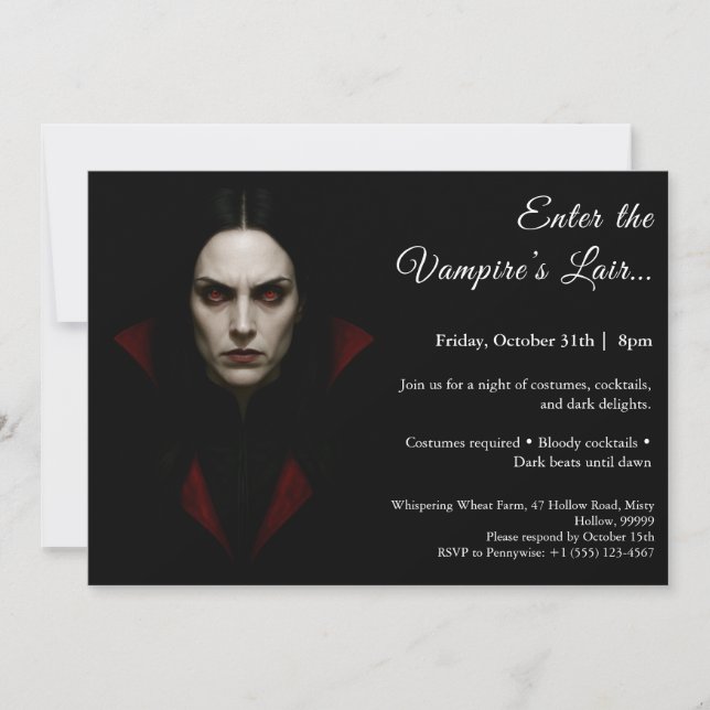 Reina de vampiros - Invitación de fiesta de disfra (Anverso)
