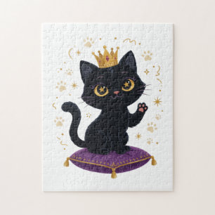 Reina del Gato Negro Rompecabezas Regalo Real Aman