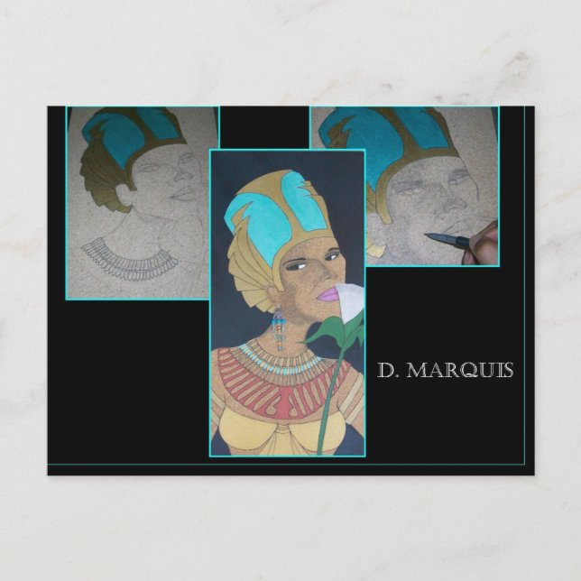 REINA EGIPCIA EN POSTAL DE MADERA (Anverso)