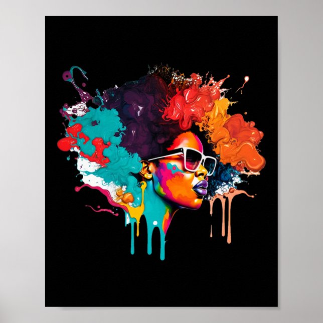 Reina negra afro melanina goteando arte por los es (Frente)