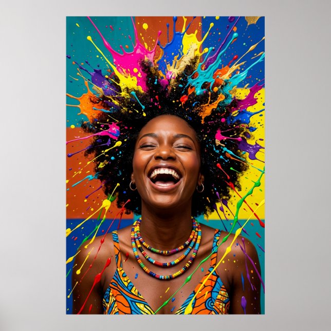 Reina Negra de Alegría Radiante Arte Pop Salpicadu (Frente)